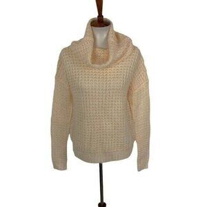 The Fifth Label Sweater Small Ivory Cowl Neck Ribbed Knit Minimal Cozy